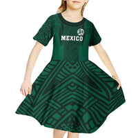 Custom Mexico Football Kid Short Sleeve Dress El Tricolor Go Champions Aztec Pattern