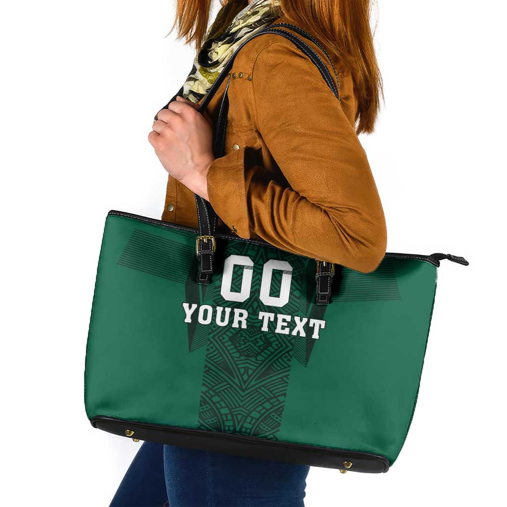 Custom Mexico Football Leather Tote Bag El Tricolor Go Champions Aztec Pattern