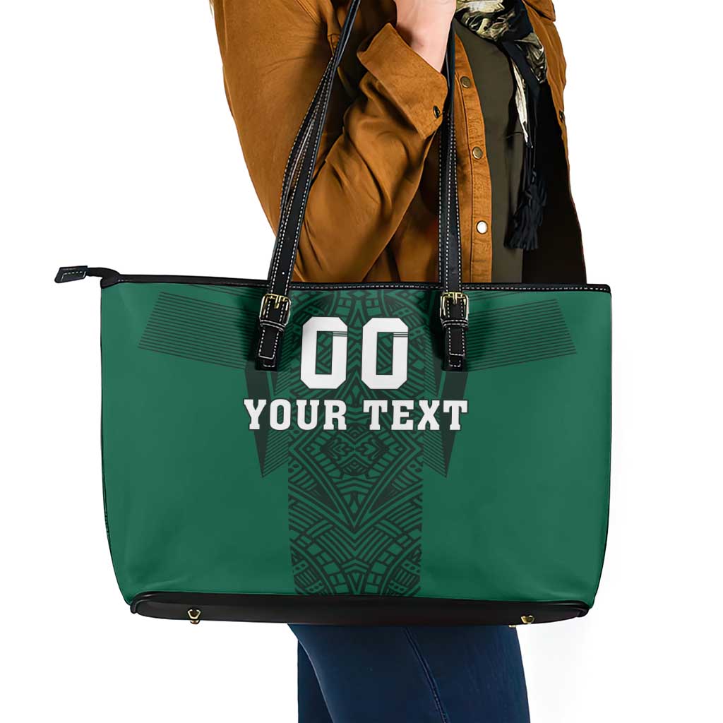 Custom Mexico Football Leather Tote Bag El Tricolor Go Champions Aztec Pattern