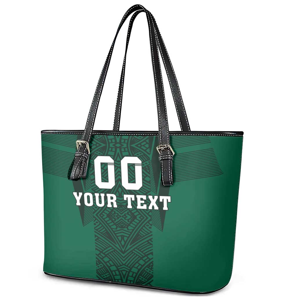Custom Mexico Football Leather Tote Bag El Tricolor Go Champions Aztec Pattern