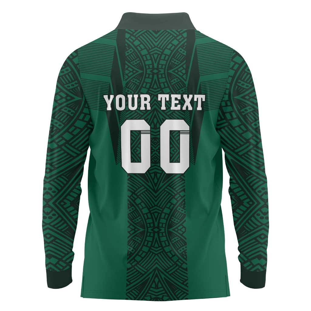 Custom Mexico Football Long Sleeve Polo Shirt El Tricolor Go Champions Aztec Pattern