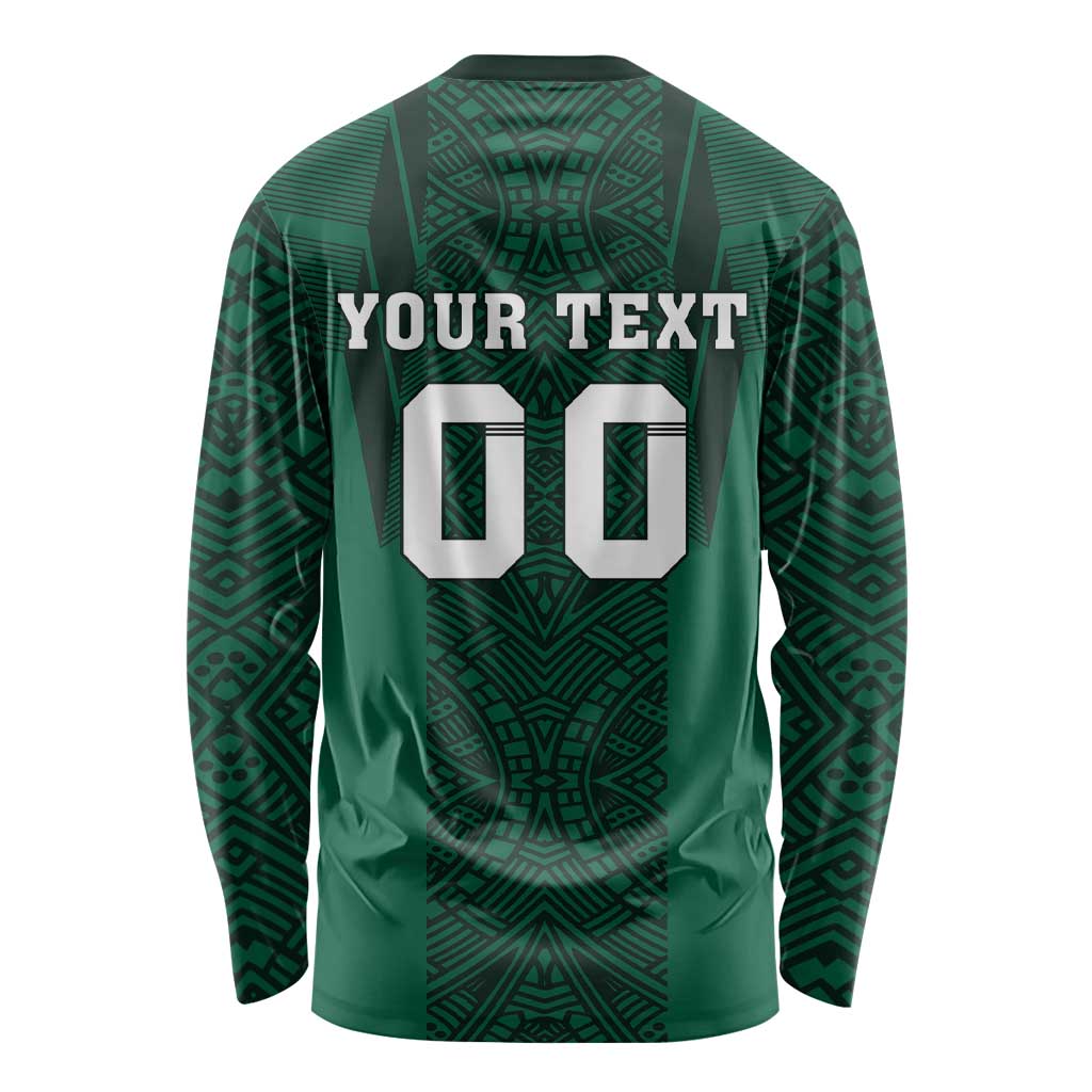 Custom Mexico Football Long Sleeve Shirt El Tricolor Go Champions Aztec Pattern