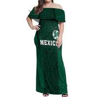 Custom Mexico Football Off Shoulder Maxi Dress El Tricolor Go Champions Aztec Pattern