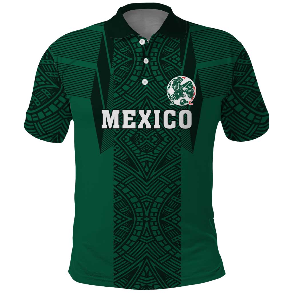 Custom Mexico Football Polo Shirt El Tricolor Go Champions Aztec Pattern
