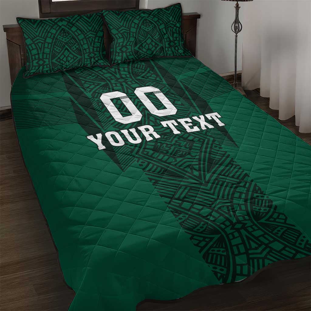 Custom Mexico Football Quilt Bed Set El Tricolor Go Champions Aztec Pattern