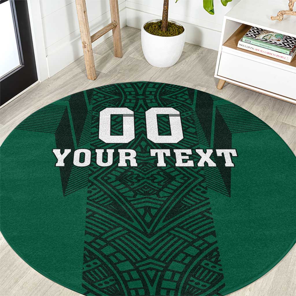 Custom Mexico Football Round Carpet El Tricolor Go Champions Aztec Pattern
