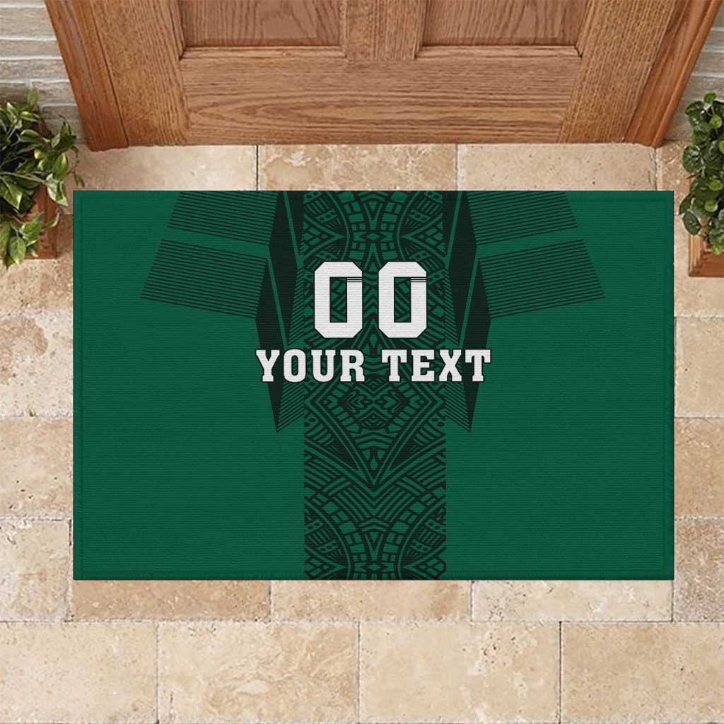 Custom Mexico Football Rubber Doormat El Tricolor Go Champions Aztec Pattern