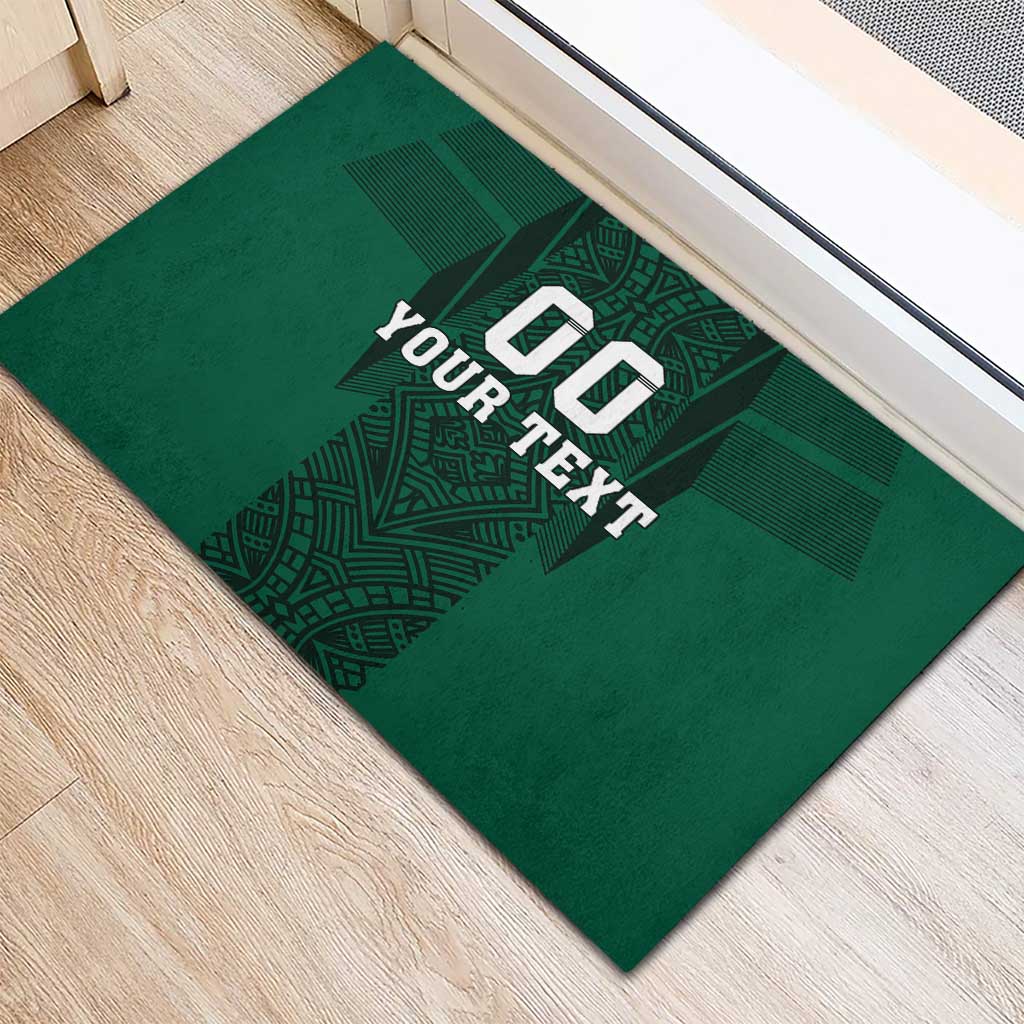 Custom Mexico Football Rubber Doormat El Tricolor Go Champions Aztec Pattern
