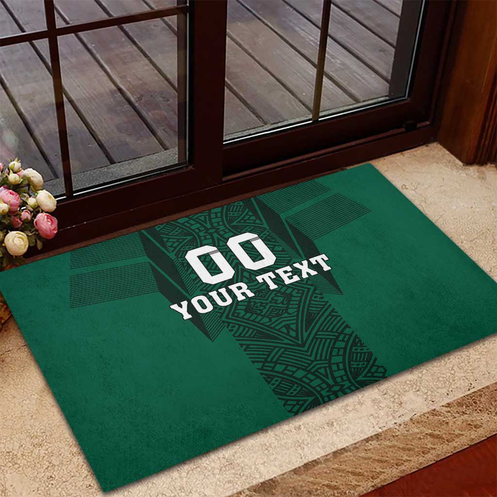 Custom Mexico Football Rubber Doormat El Tricolor Go Champions Aztec Pattern