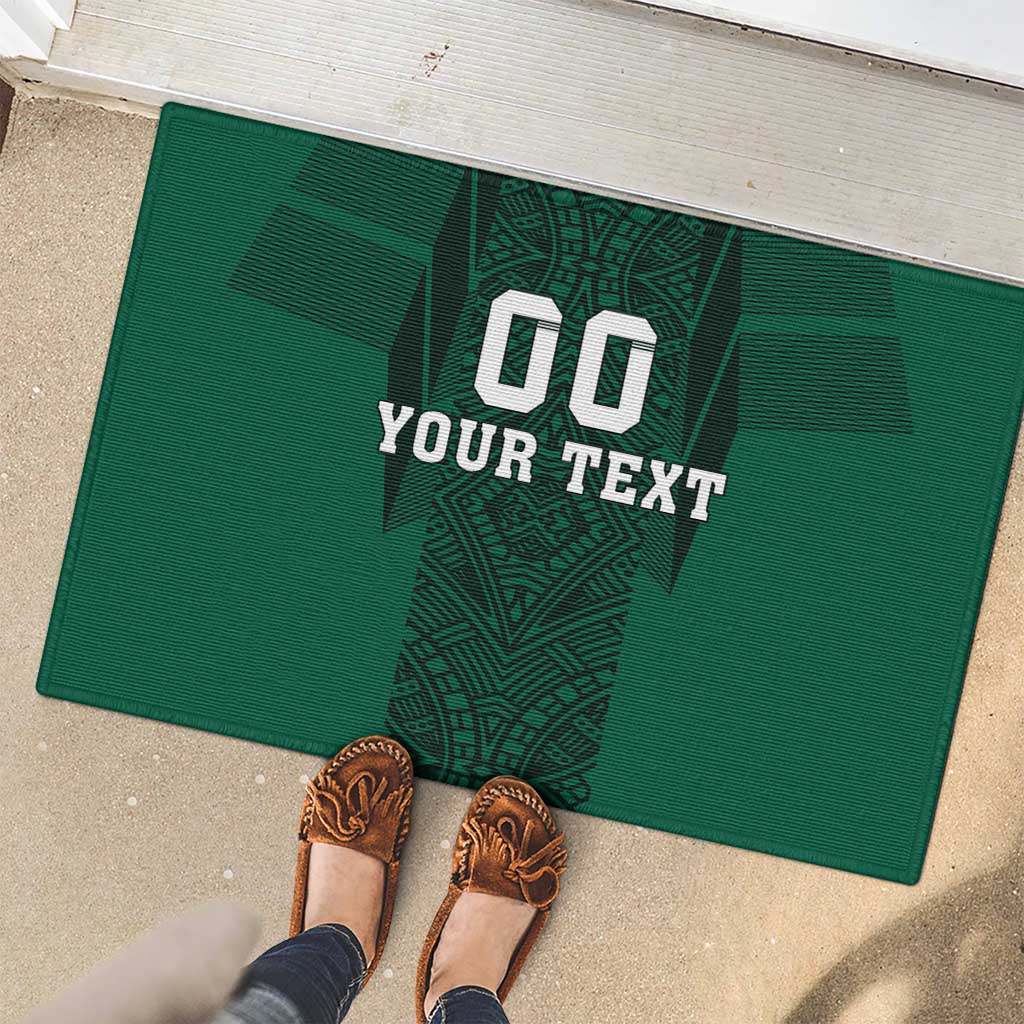 Custom Mexico Football Rubber Doormat El Tricolor Go Champions Aztec Pattern