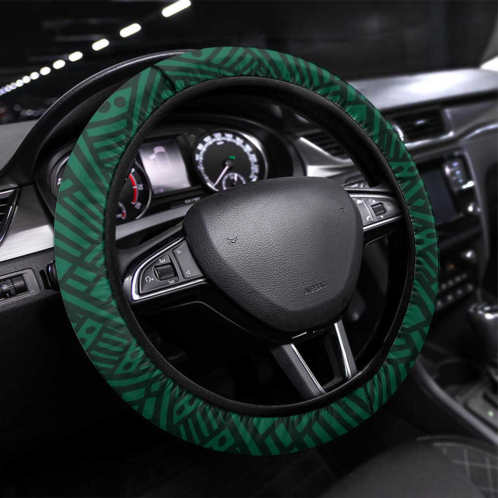 Mexico Football Steering Wheel Cover El Tricolor Go Champions Aztec Pattern