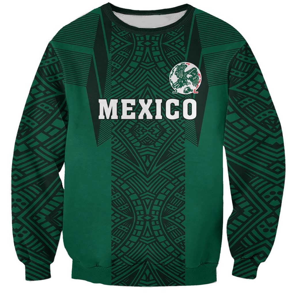 Custom Mexico Football Sweatshirt El Tricolor Go Champions Aztec Pattern
