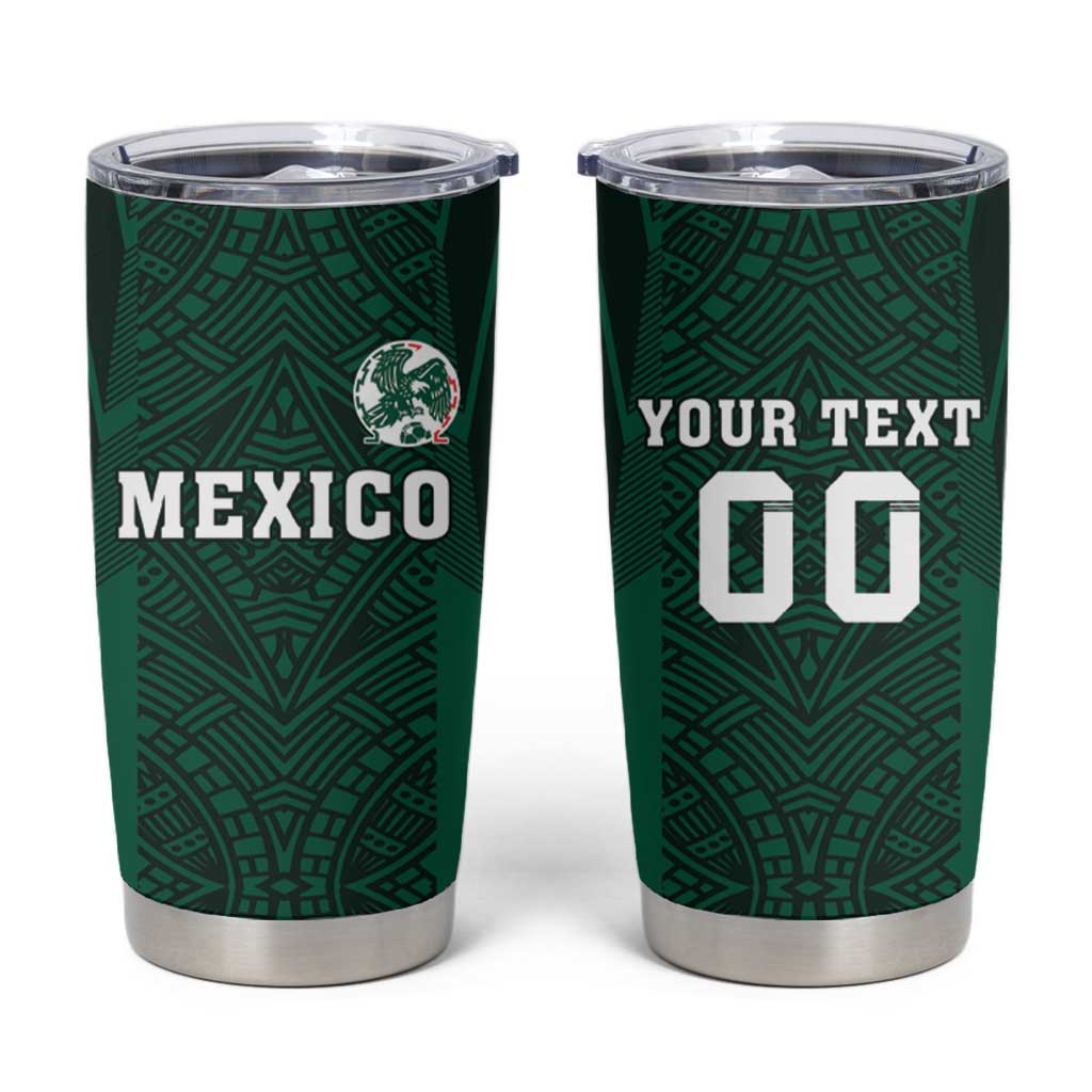 Custom Mexico Football Tumbler Cup El Tricolor Go Champions Aztec Pattern