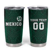Custom Mexico Football Tumbler Cup El Tricolor Go Champions Aztec Pattern