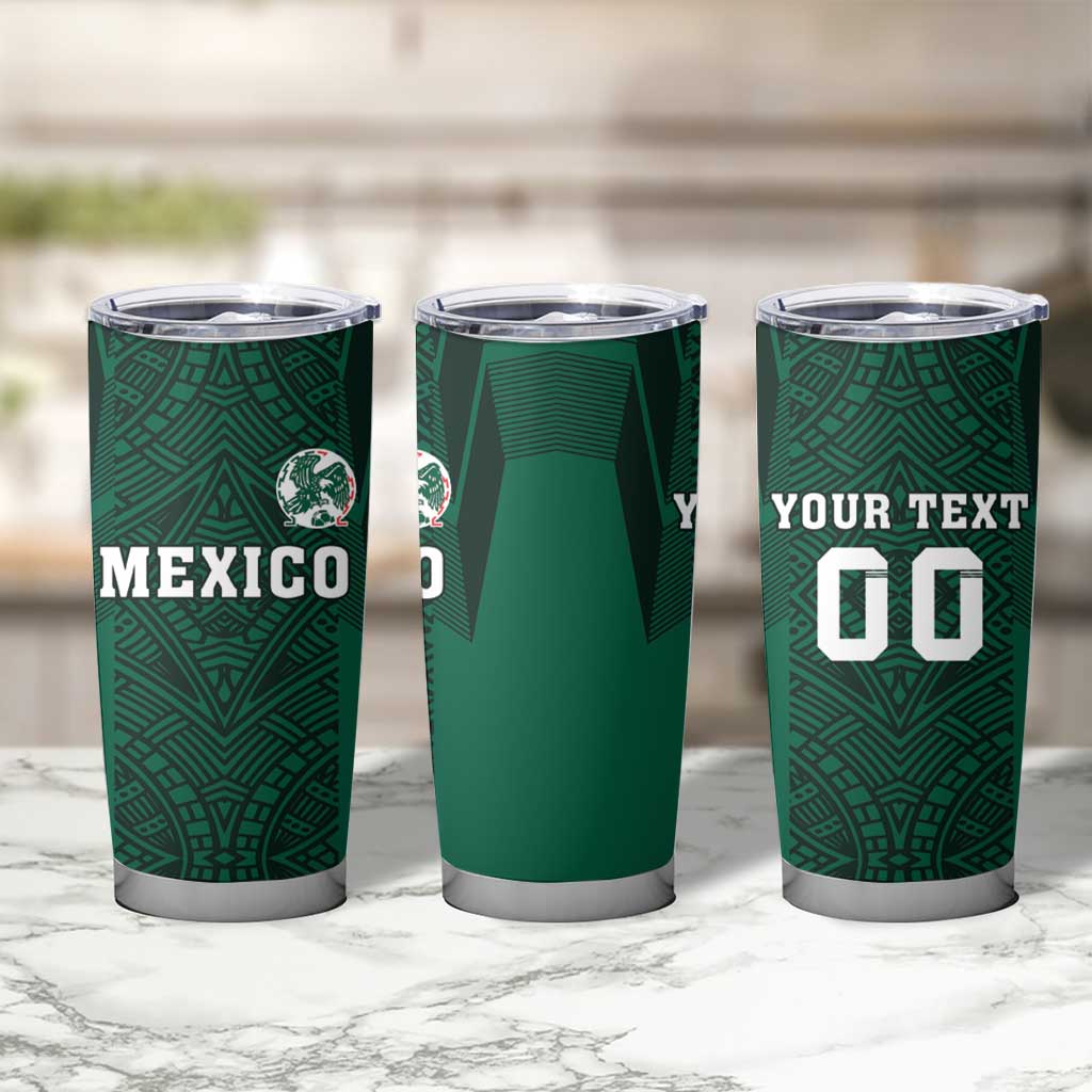 Custom Mexico Football Tumbler Cup El Tricolor Go Champions Aztec Pattern