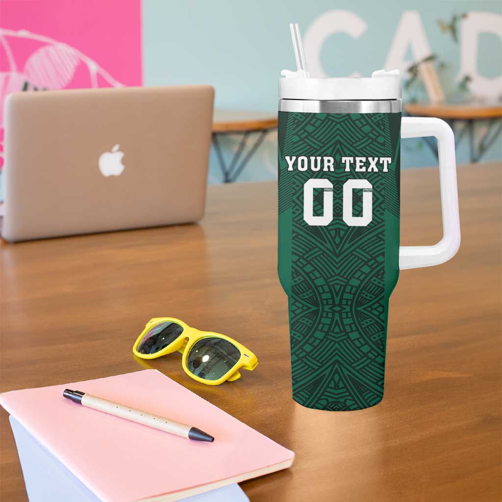 Custom Mexico Football Tumbler With Handle El Tricolor Go Champions Aztec Pattern