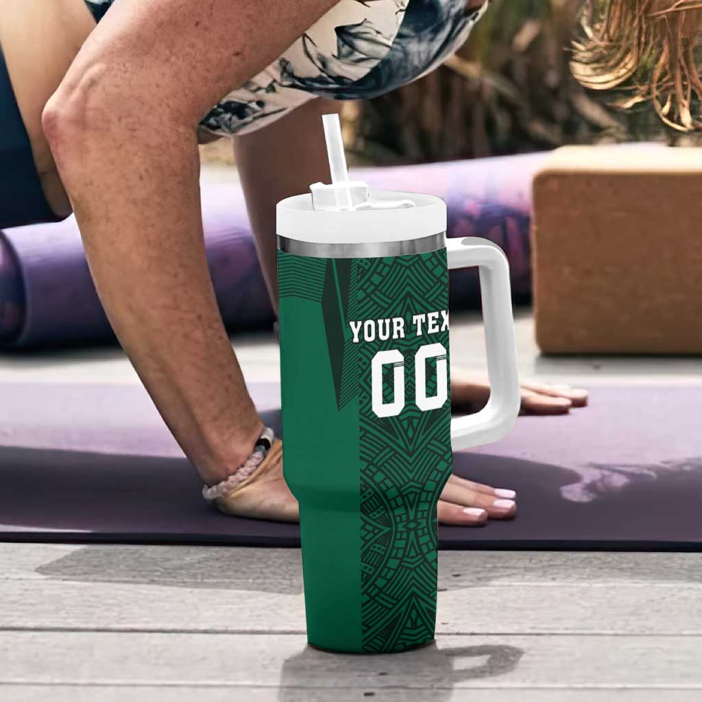 Custom Mexico Football Tumbler With Handle El Tricolor Go Champions Aztec Pattern