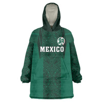 Custom Mexico Football Wearable Blanket Hoodie El Tricolor Go Champions Aztec Pattern