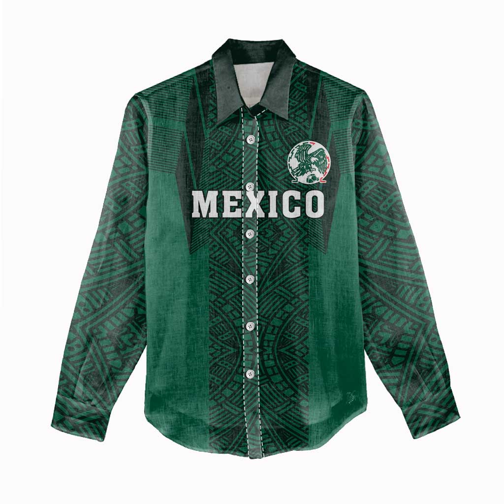 Custom Mexico Football Women Casual Shirt El Tricolor Go Champions Aztec Pattern