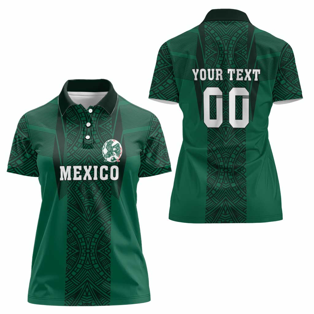 Custom Mexico Football Women Polo Shirt El Tricolor Go Champions Aztec Pattern