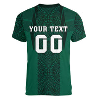 Custom Mexico Football Women V-Neck T-Shirt El Tricolor Go Champions Aztec Pattern