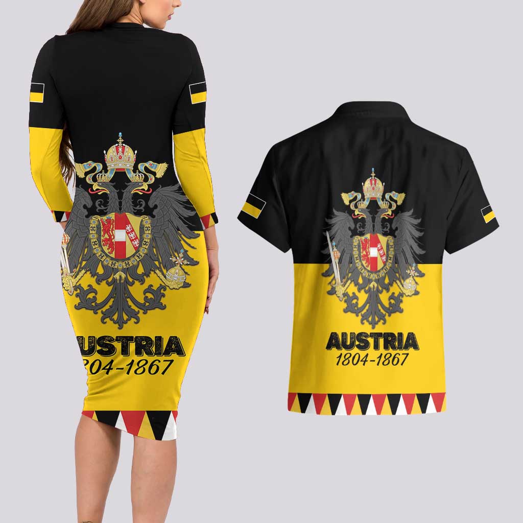 Austrian Empire 1804–1867 Couples Matching Long Sleeve Bodycon Dress and Hawaiian Shirt Flag Style