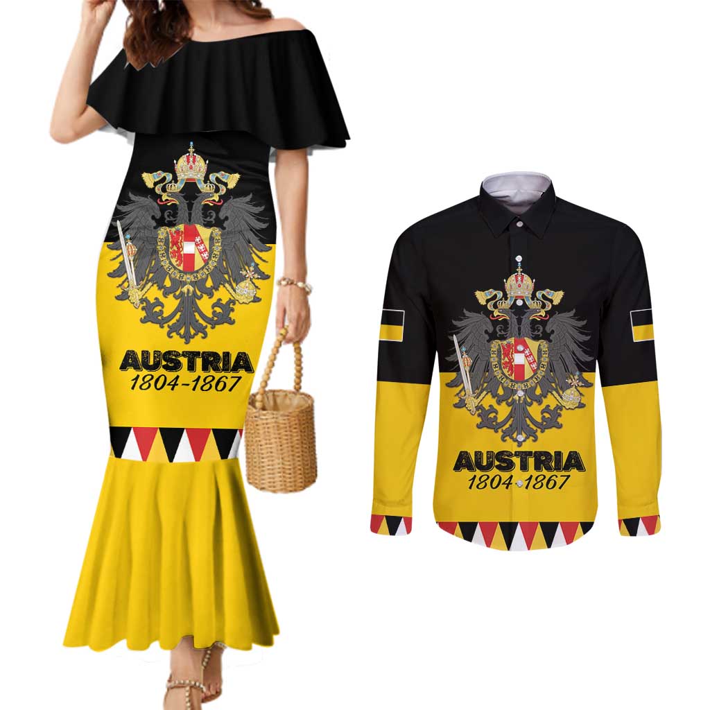 Austrian Empire 1804–1867 Couples Matching Mermaid Dress and Long Sleeve Button Shirt Flag Style