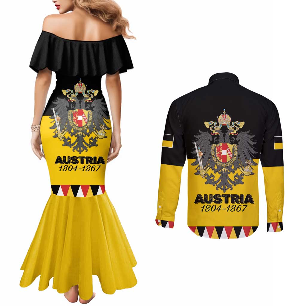 Austrian Empire 1804–1867 Couples Matching Mermaid Dress and Long Sleeve Button Shirt Flag Style