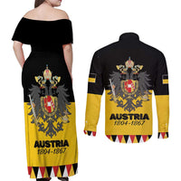 Austrian Empire 1804–1867 Couples Matching Off Shoulder Maxi Dress and Long Sleeve Button Shirt Flag Style