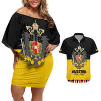 Austrian Empire 1804–1867 Couples Matching Off Shoulder Short Dress and Hawaiian Shirt Flag Style