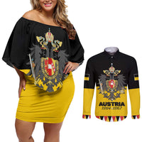 Austrian Empire 1804–1867 Couples Matching Off Shoulder Short Dress and Long Sleeve Button Shirt Flag Style