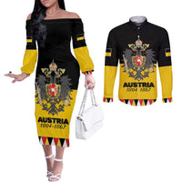 Austrian Empire 1804–1867 Couples Matching Off The Shoulder Long Sleeve Dress and Long Sleeve Button Shirt Flag Style