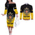 Austrian Empire 1804–1867 Couples Matching Off The Shoulder Long Sleeve Dress and Long Sleeve Button Shirt Flag Style