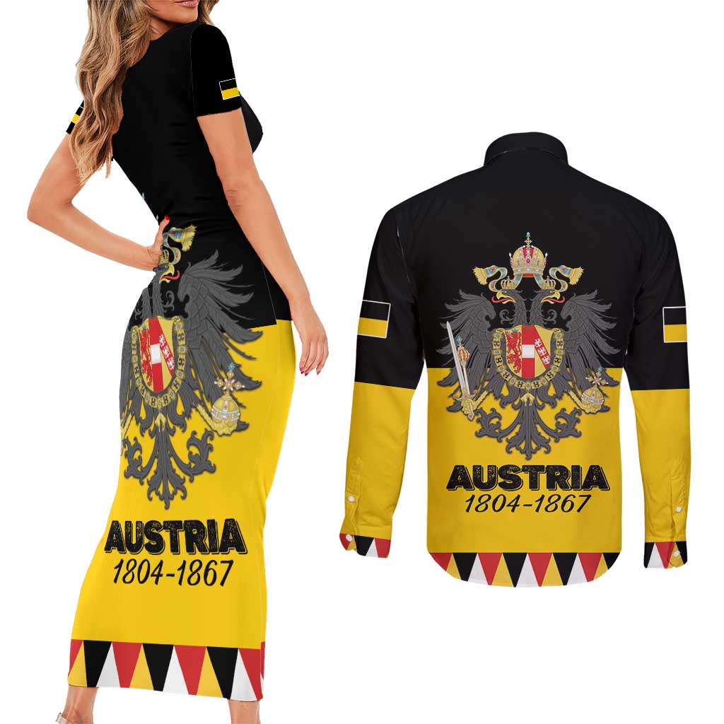 Austrian Empire 1804–1867 Couples Matching Short Sleeve Bodycon Dress and Long Sleeve Button Shirt Flag Style