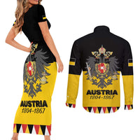 Austrian Empire 1804–1867 Couples Matching Short Sleeve Bodycon Dress and Long Sleeve Button Shirt Flag Style