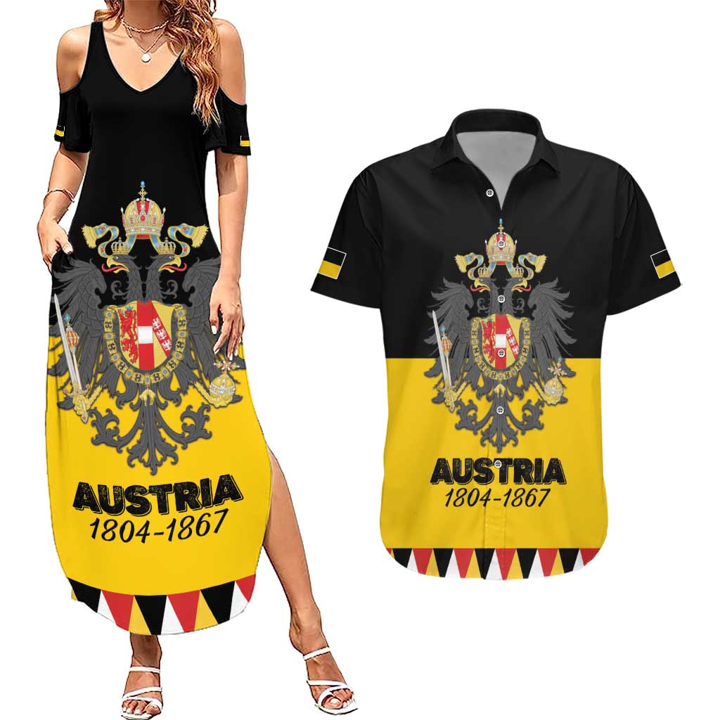Austrian Empire 1804–1867 Couples Matching Summer Maxi Dress and Hawaiian Shirt Flag Style