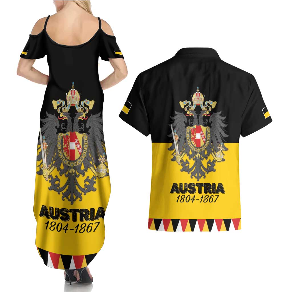 Austrian Empire 1804–1867 Couples Matching Summer Maxi Dress and Hawaiian Shirt Flag Style