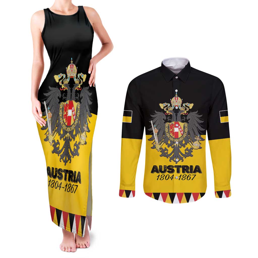 Austrian Empire 1804–1867 Couples Matching Tank Maxi Dress and Long Sleeve Button Shirt Flag Style