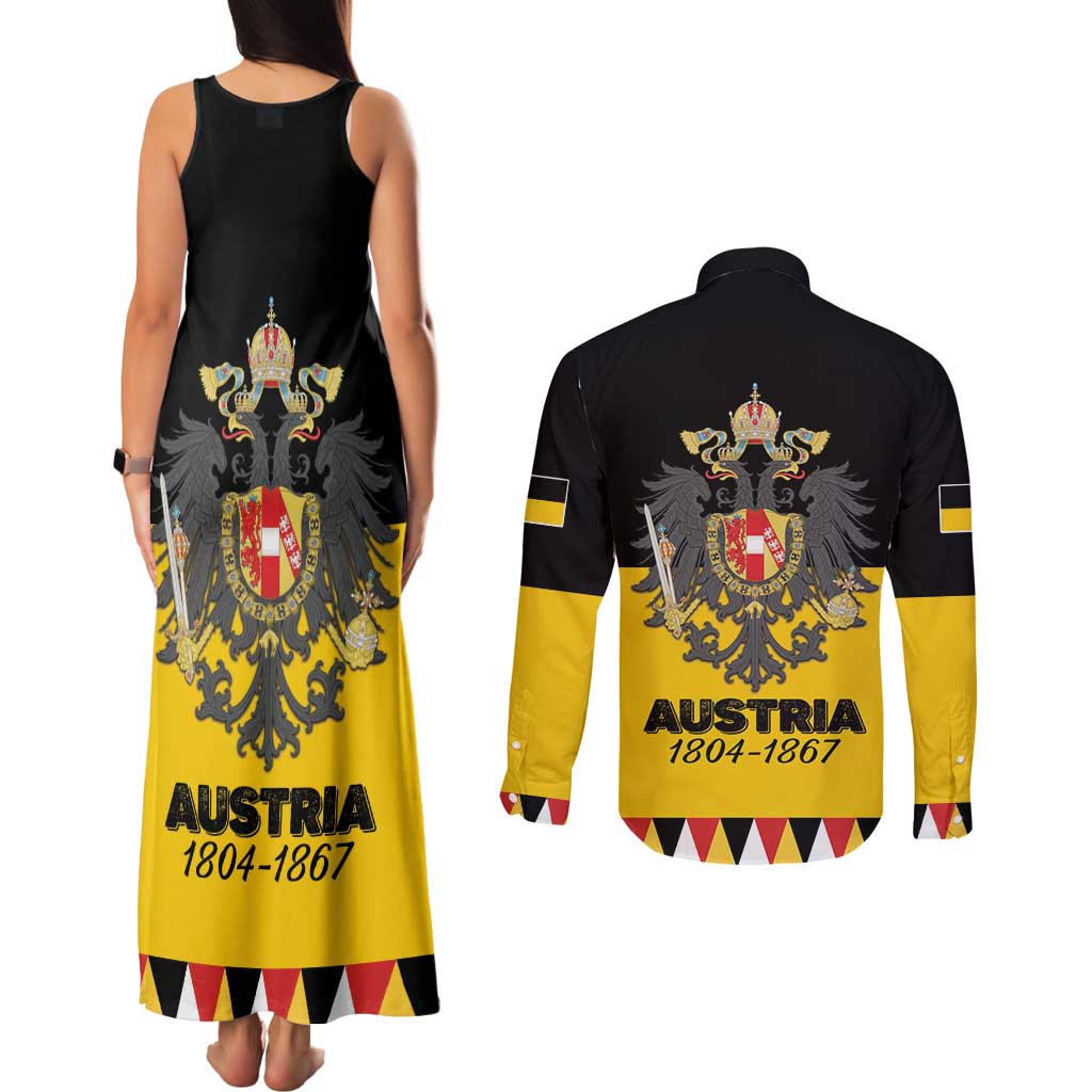 Austrian Empire 1804–1867 Couples Matching Tank Maxi Dress and Long Sleeve Button Shirt Flag Style