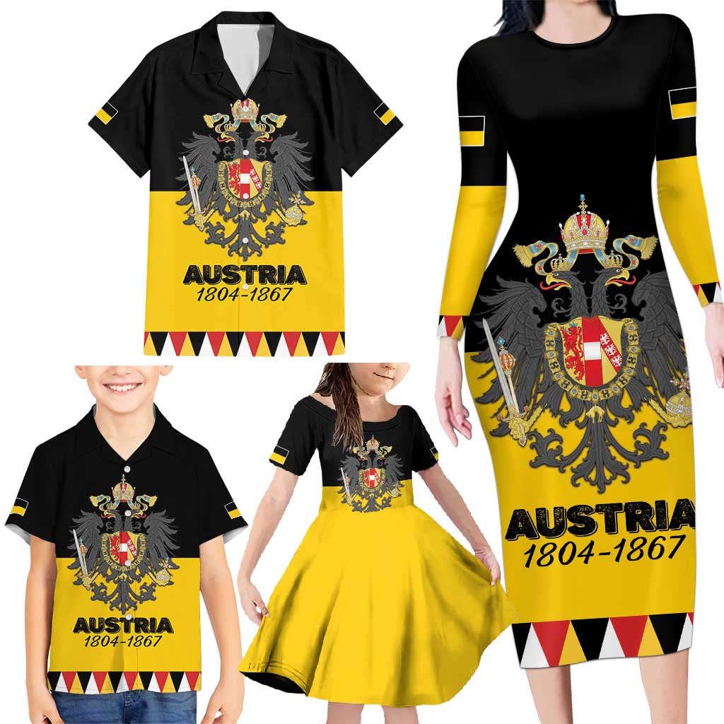 Austrian Empire 1804–1867 Family Matching Long Sleeve Bodycon Dress and Hawaiian Shirt Flag Style