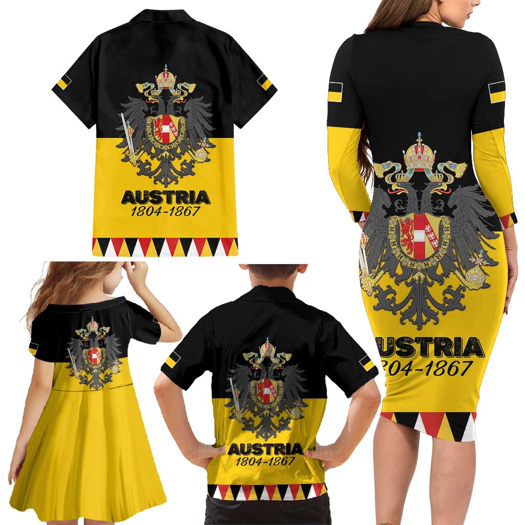 Austrian Empire 1804–1867 Family Matching Long Sleeve Bodycon Dress and Hawaiian Shirt Flag Style