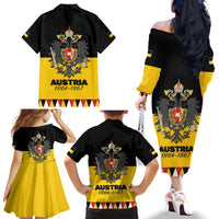 Austrian Empire 1804–1867 Family Matching Off The Shoulder Long Sleeve Dress and Hawaiian Shirt Flag Style