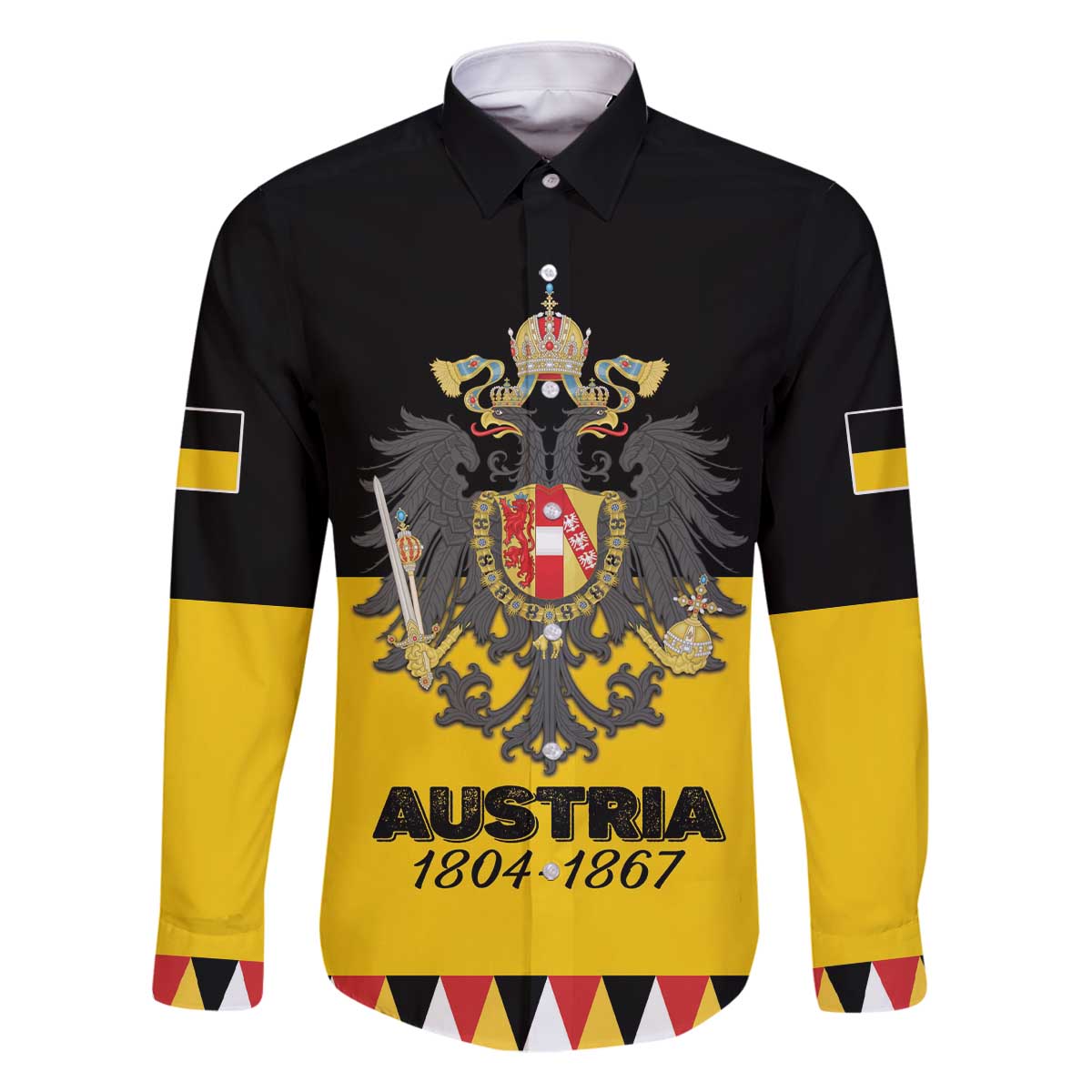 Austrian Empire 1804–1867 Family Matching Off The Shoulder Long Sleeve Dress and Hawaiian Shirt Flag Style