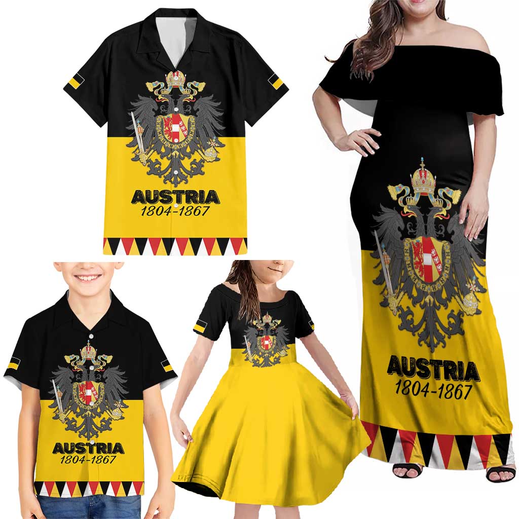 Austrian Empire 1804–1867 Family Matching Off Shoulder Maxi Dress and Hawaiian Shirt Flag Style