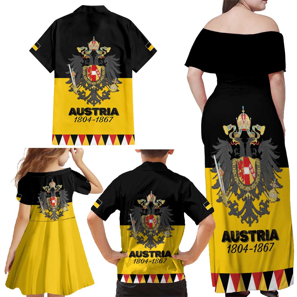 Austrian Empire 1804–1867 Family Matching Off Shoulder Maxi Dress and Hawaiian Shirt Flag Style