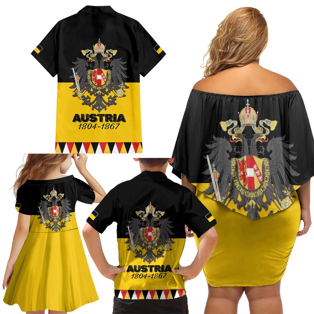 Austrian Empire 1804–1867 Family Matching Off Shoulder Short Dress and Hawaiian Shirt Flag Style