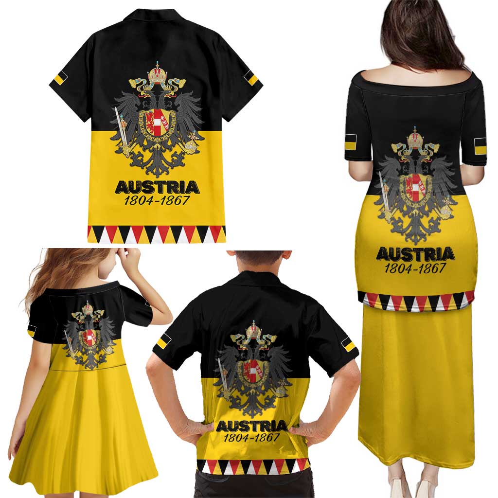 Austrian Empire 1804–1867 Family Matching Puletasi and Hawaiian Shirt Flag Style