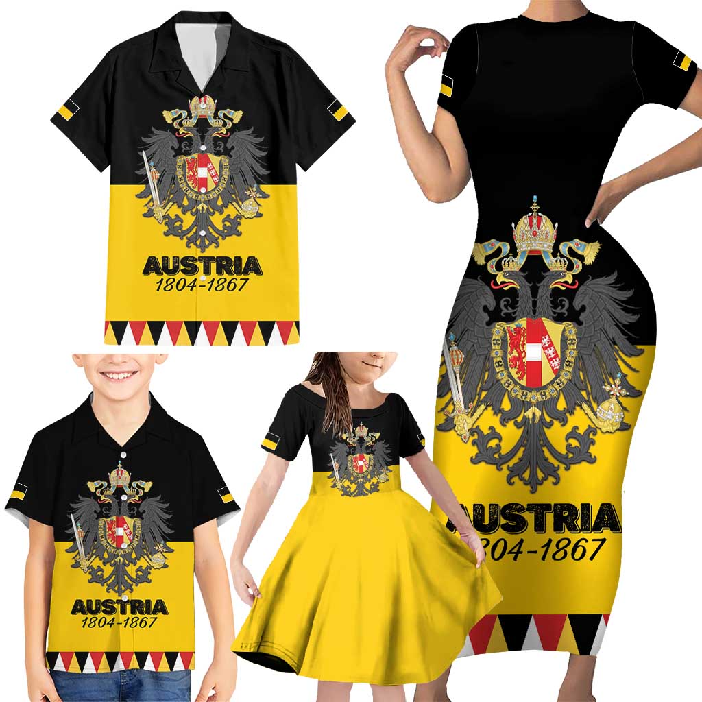 Austrian Empire 1804–1867 Family Matching Short Sleeve Bodycon Dress and Hawaiian Shirt Flag Style