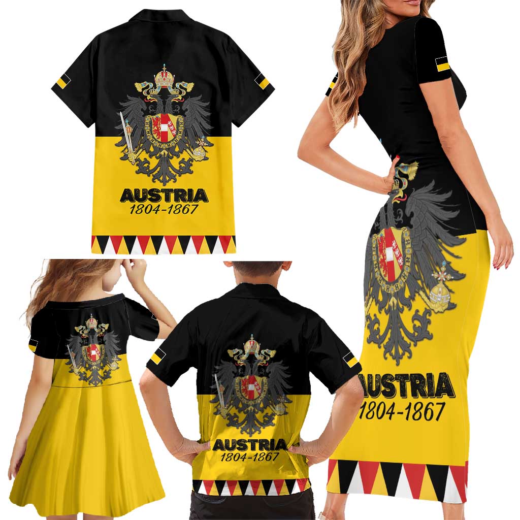 Austrian Empire 1804–1867 Family Matching Short Sleeve Bodycon Dress and Hawaiian Shirt Flag Style