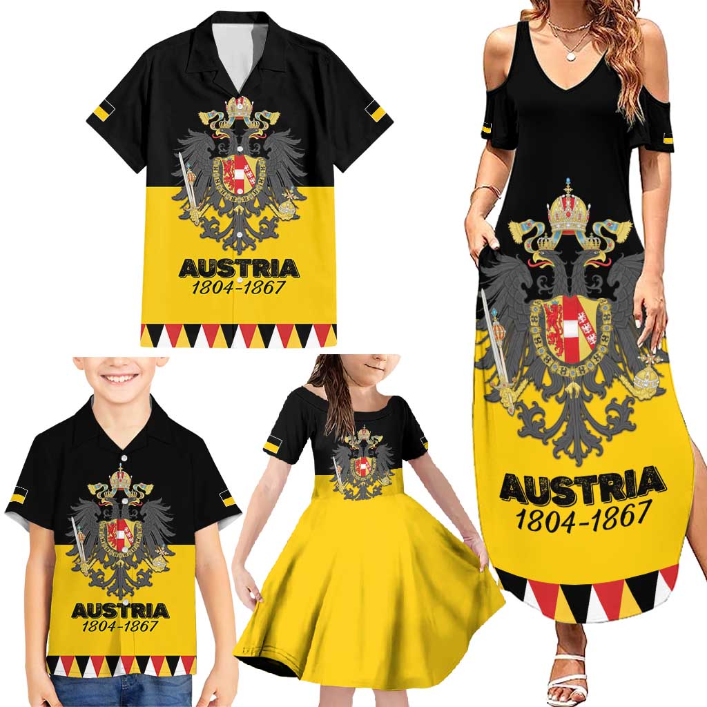 Austrian Empire 1804–1867 Family Matching Summer Maxi Dress and Hawaiian Shirt Flag Style